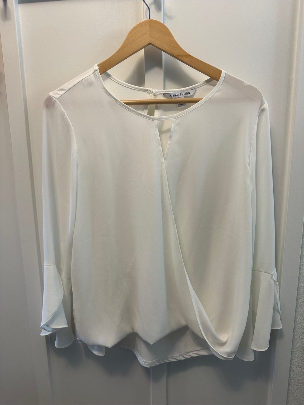 41 Hawthorn Ivory Draped Long-Sleeve Blouse
